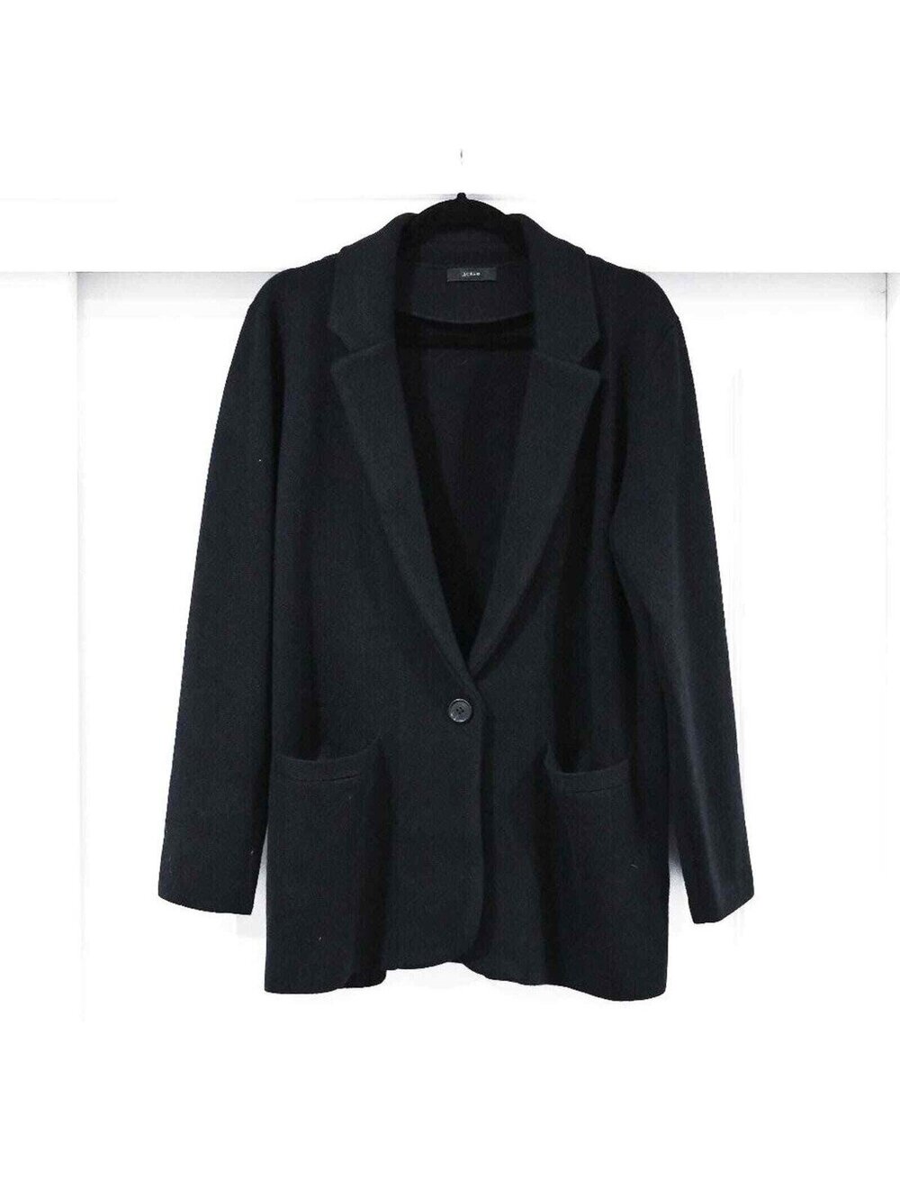 J. Crew Small Black Cecile Relaxed Knit Wool Sweater-blazer